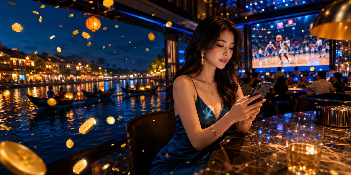 Người dùng tại Hội An theo dõi bảng xếp hạng thể thao và đặt cược bóng rổ trên điện thoại
