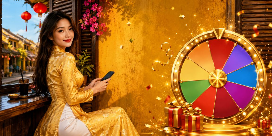 Lễ hội bốc thăm may mắn tại Hội An với người tham gia mặc áo dài truyền thống