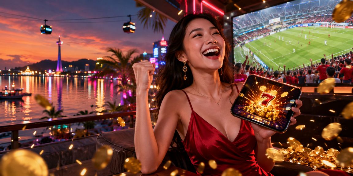Màn hình slot game jjun88 ánh đèn neon tại Phú Quốc về đêm